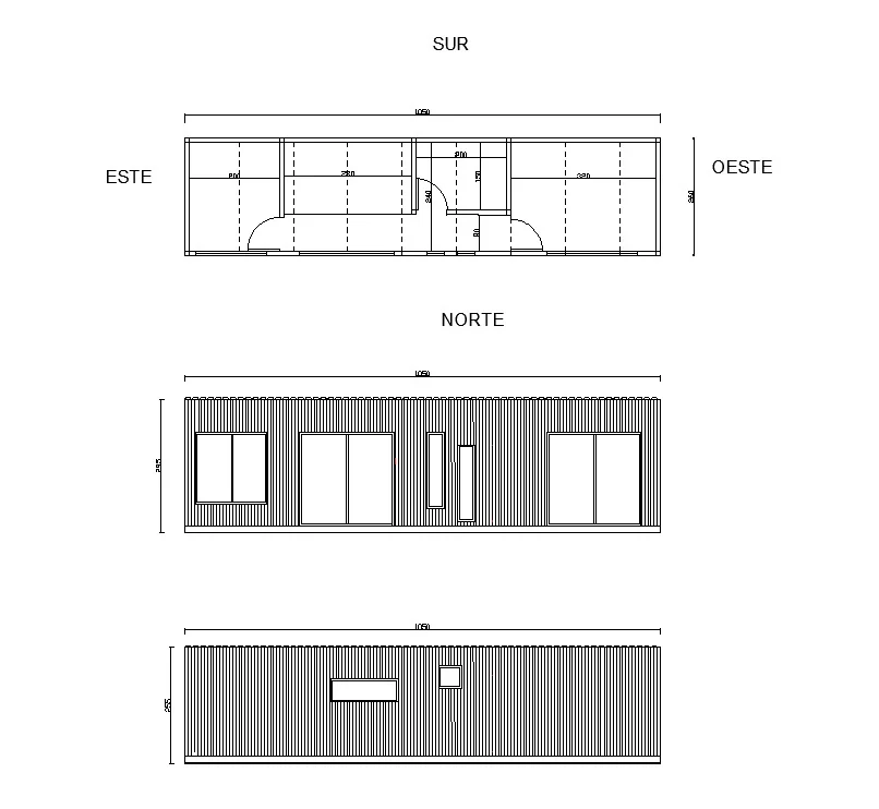 Elevaciones del proyecto modular Loft Pucón